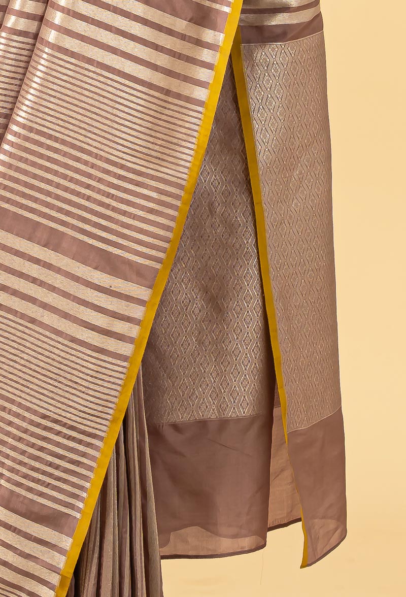 Dull Rose Banarasi Silk Sari