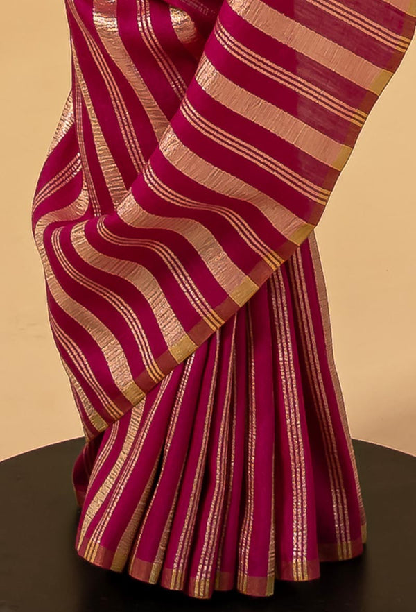 Deep Fuschia Banarasi Georgette Sari