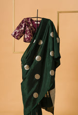 Deep Green Banarasi Silk Sari 20