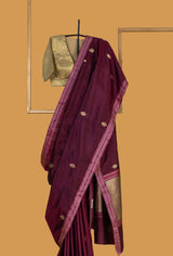 Wine Banarasi Silk Sari