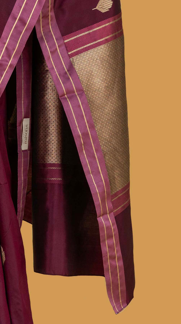 Wine Banarasi Silk Sari