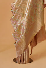Gold Lilac Silk Tissue Kanjivaram Sari