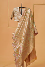 Gold Lilac Silk Tissue Kanjivaram Sari