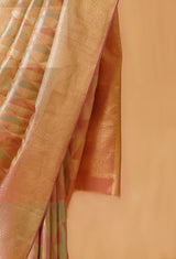 Gold Light Pink Silk Tissue Kanjivaram Sari