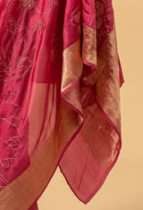Fuschia Banarasi Silk Sari with Embroidery
