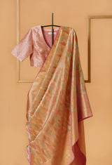 Gold Light Pink Silk Tissue Kanjivaram Sari