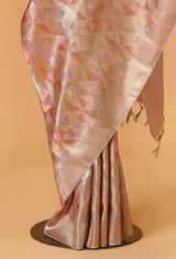 Silver Lilac Silk Tissue Kanjivaram Sari
