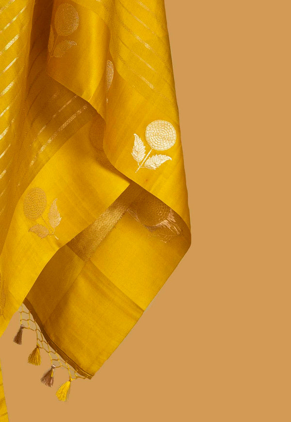 Mustard Banarasi Silk Sari