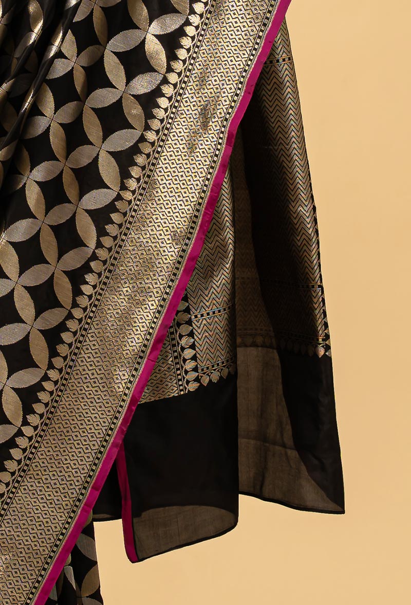Black Banarasi Silk Sari