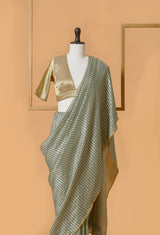 Dusty Blue Handwoven Banarasi Georgette Sari 28