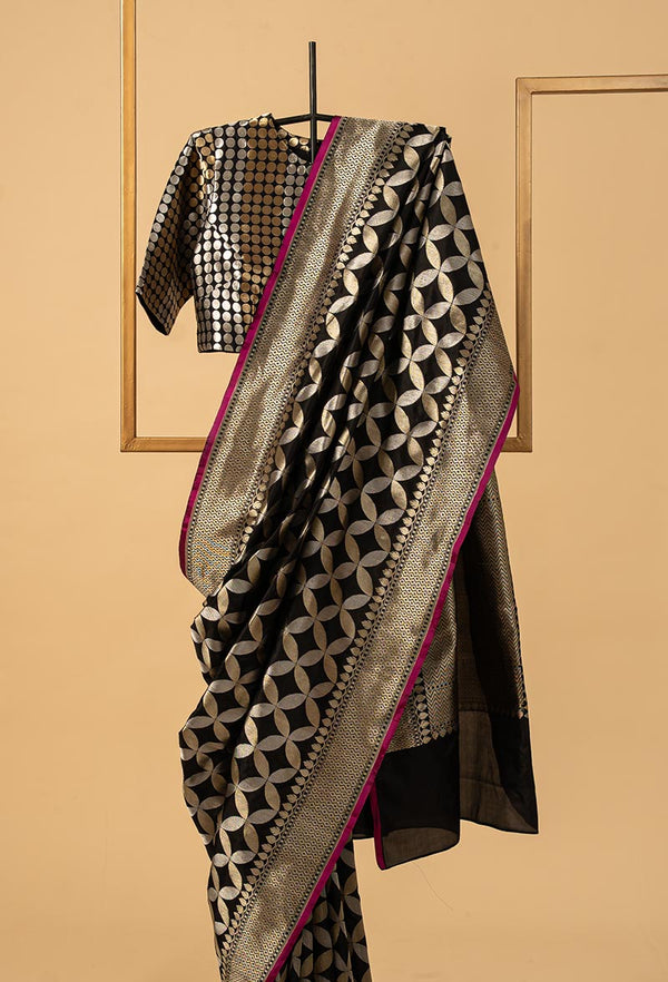 Black Banarasi Silk Sari