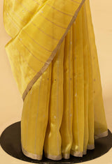 Canary Yellow Chanderi Silk Jaamdani Sari