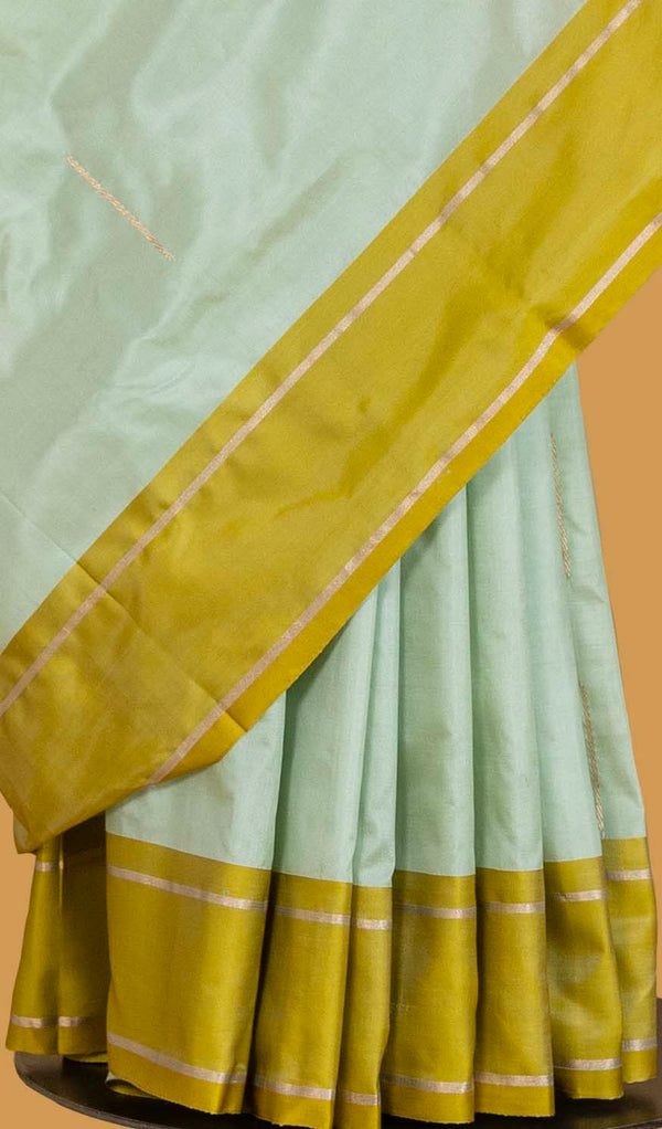 Pastel Green Banarasi Silk Sari