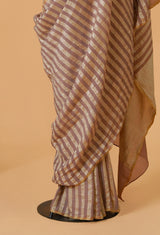 Deep beige Handwoven Banarasi Georgette Sari 29