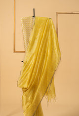 Canary Yellow Chanderi Silk Jaamdani Sari