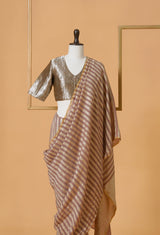 Deep beige Handwoven Banarasi Georgette Sari 29