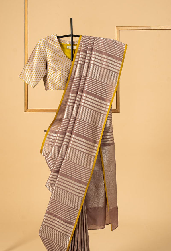 Dull Rose Banarasi Silk Sari
