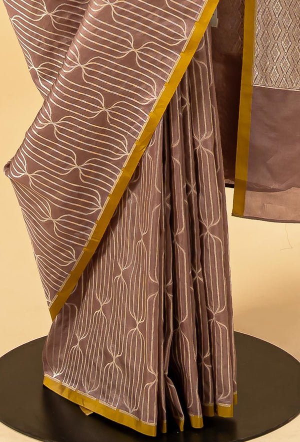 Dull Rose Banarasi Silk Sari