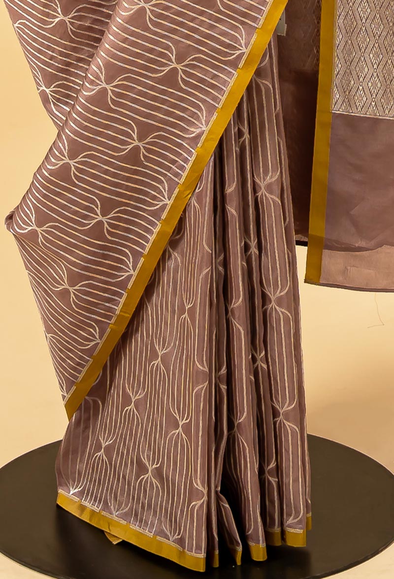 Dull Rose Banarasi Silk Sari