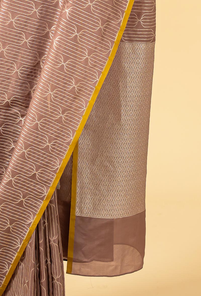 Dull Rose Banarasi Silk Sari