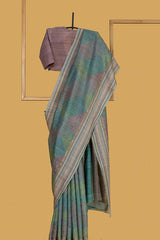 Blue Tussar Printed Sari