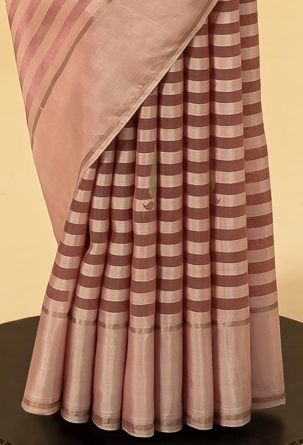 Ash Rose Jaamdani Silk Sari