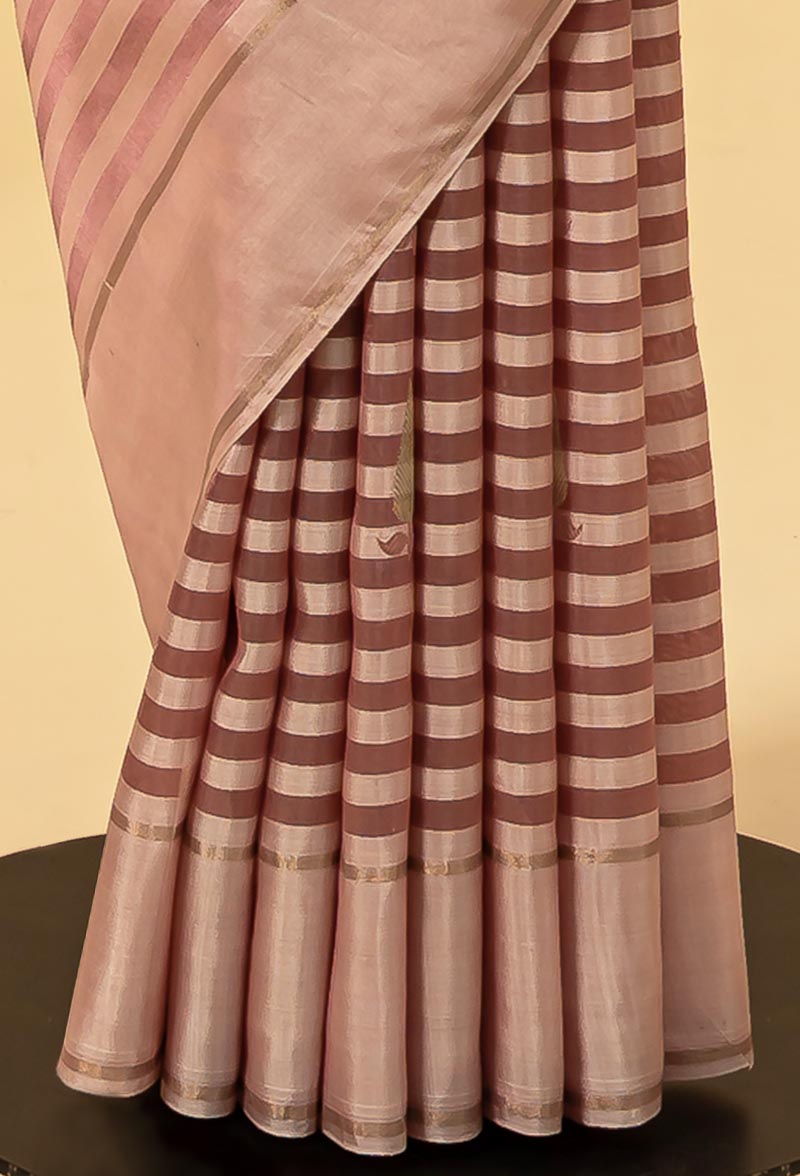 Ash Rose Jaamdani Silk Sari
