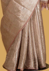 Pastel Pink Banarasi Tissue Sari