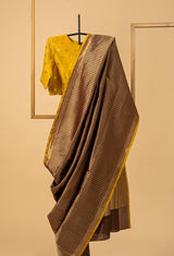 Ash Brown Banarasi Silk Sari