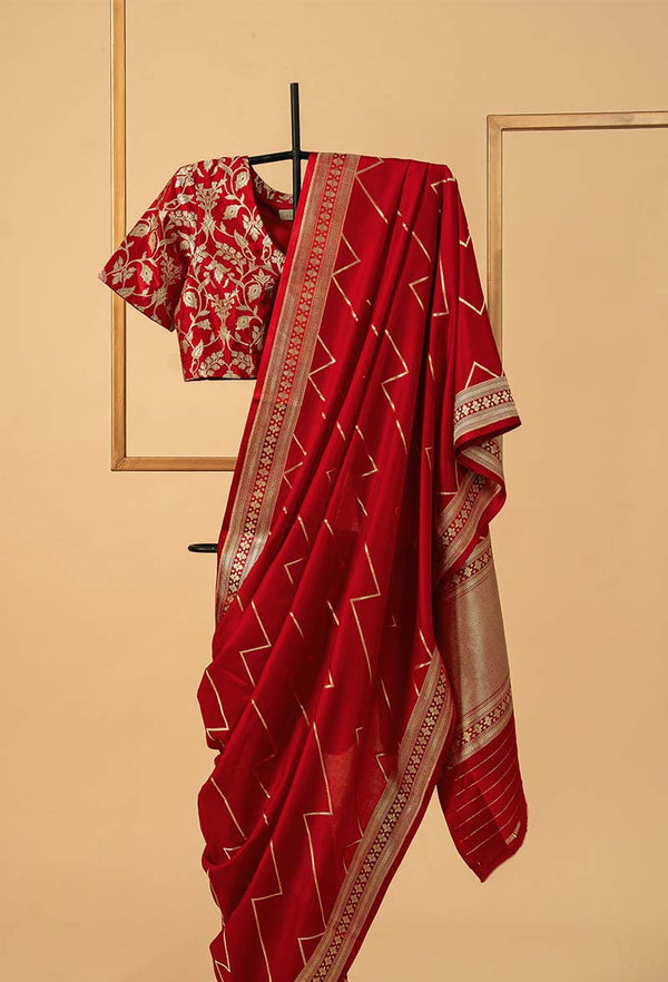 Red Banarasi Silk Sari