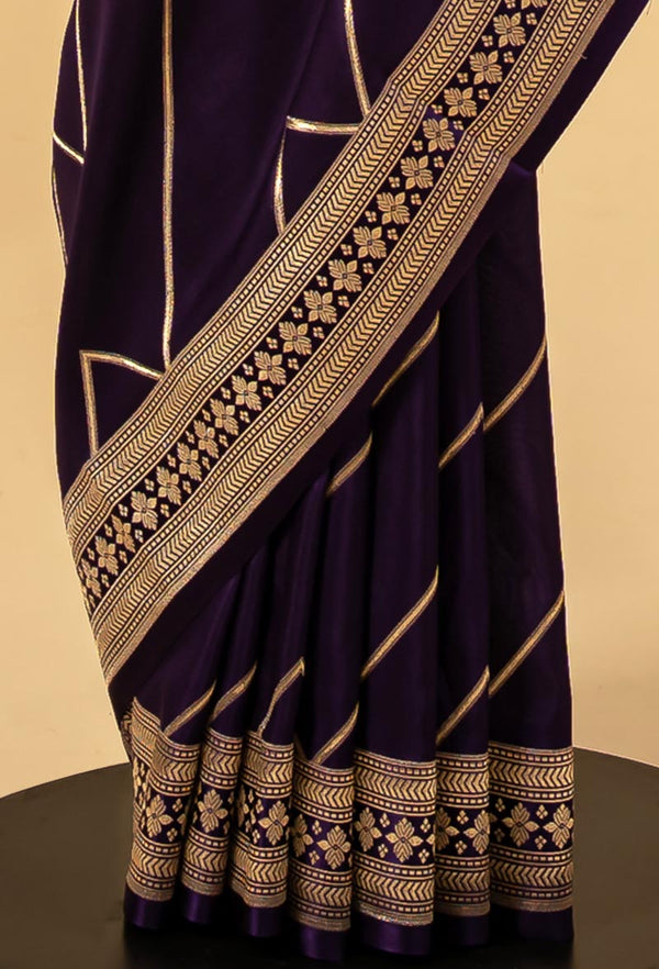 Deep Purple Banarasi Silk Sari