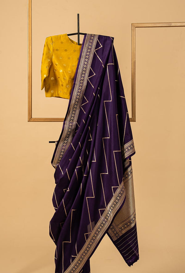 Deep Purple Banarasi Silk Sari