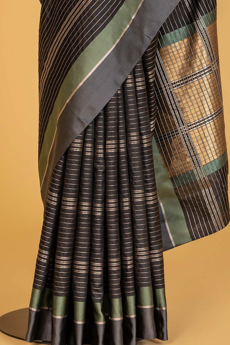 Black Banarasi Silk Sari