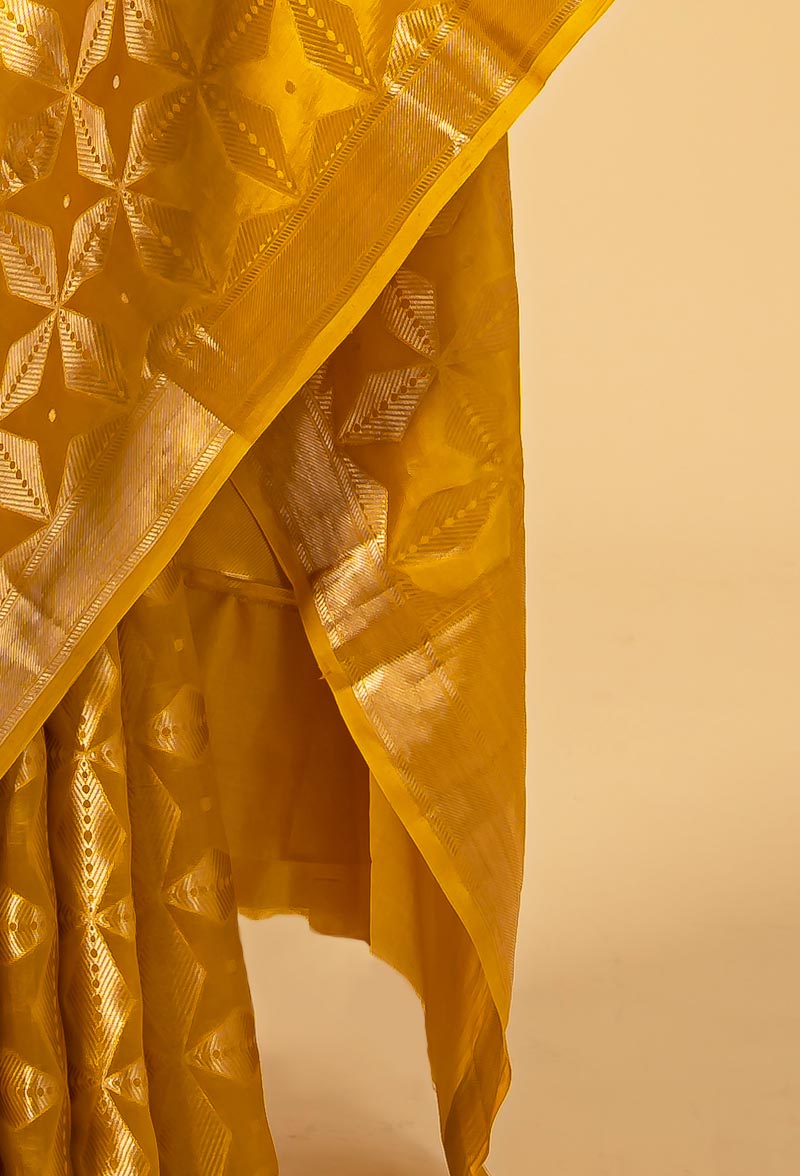 Old Gold Banarasi Silk Sari