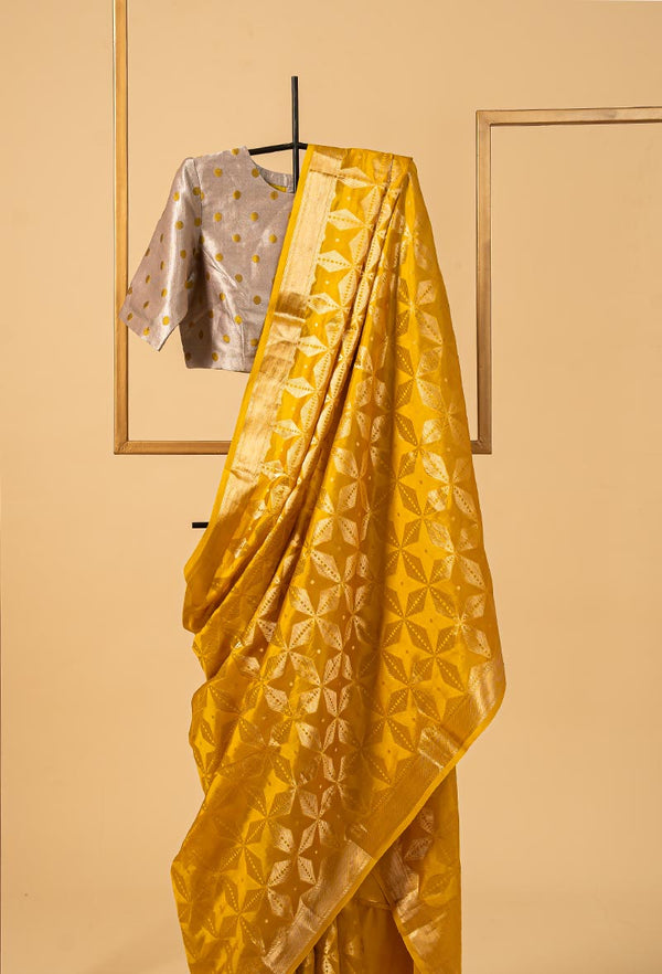 Old Gold Banarasi Silk Sari