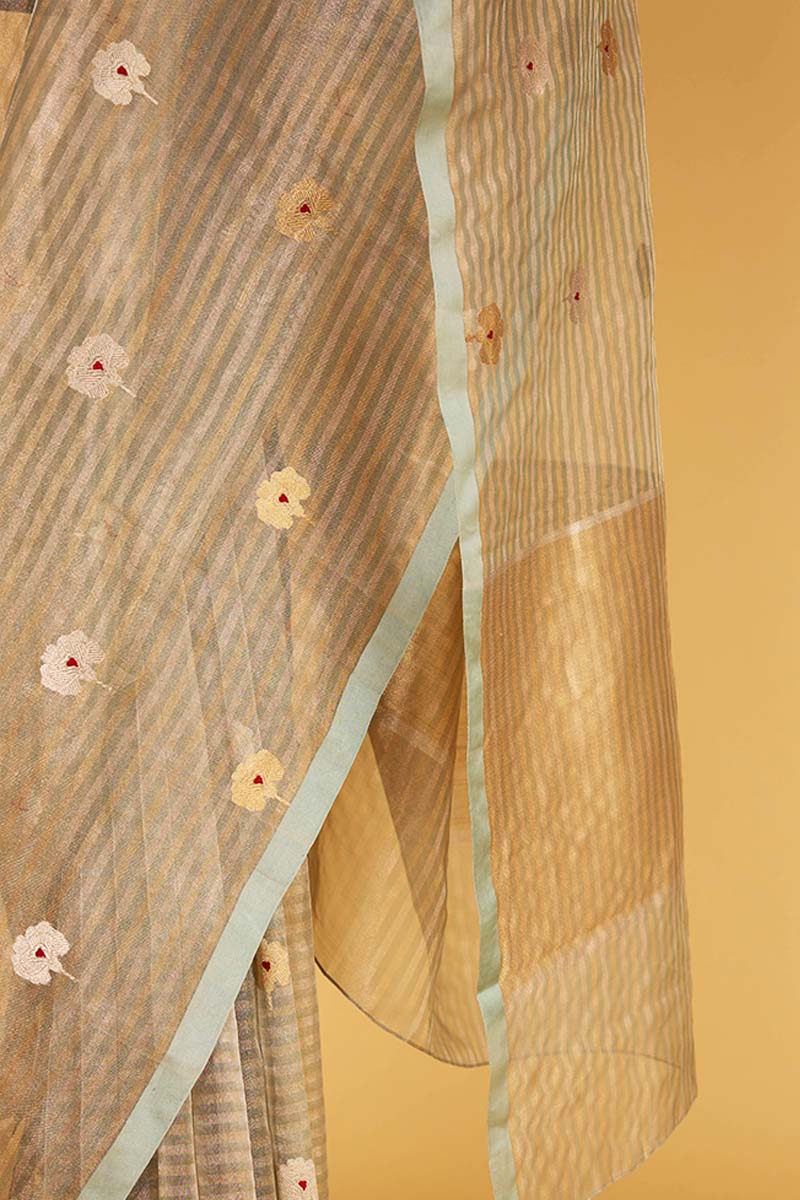 Aqua Banarasi Tissue Sari