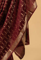 Ruby Wine Banarasi Silk Sari