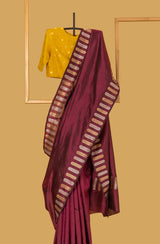 Wine Handwoven Banarasi Silk Sari