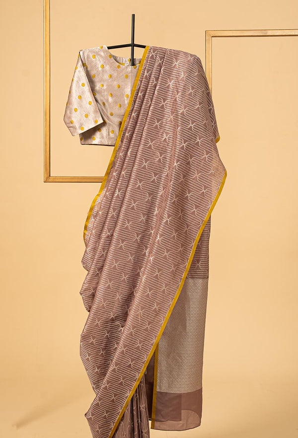 Dull Rose Banarasi Silk Sari