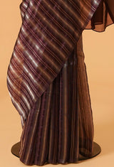 Brown Banarasi Kora Silk sari 4