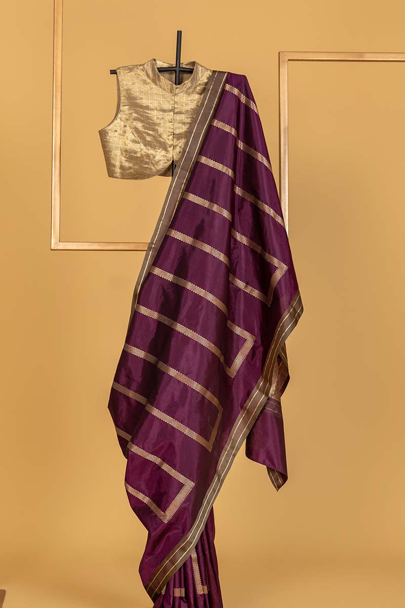 Purple Banarasi Silk Sari