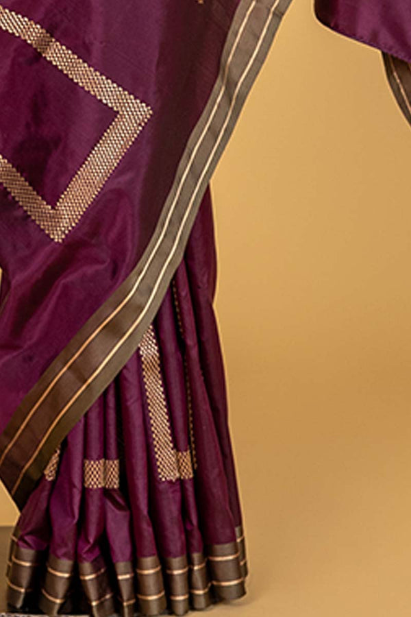 Purple Banarasi Silk Sari