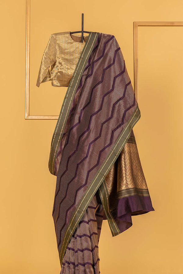 Deep Purple Banarasi Silk Sari