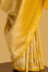 Yellow Banarasi Silk Sari