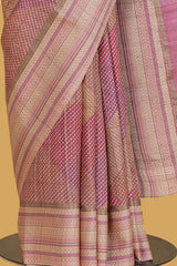 Pink Tussar Printed Sari