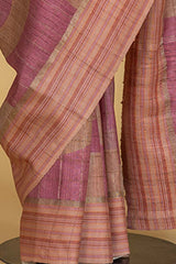 Pink Tussar Printed Sari