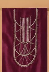 Maroon Handembroidered Cotton Chanderi Unstitched Suit set 48
