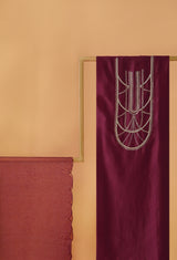 Maroon Handembroidered Cotton Chanderi Unstitched Suit set 48