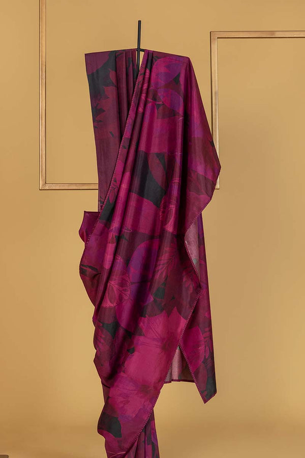 Purple Silk Printed Sari