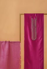 Magenta Handembroidered Cotton Chanderi Unstitched Suit set 49